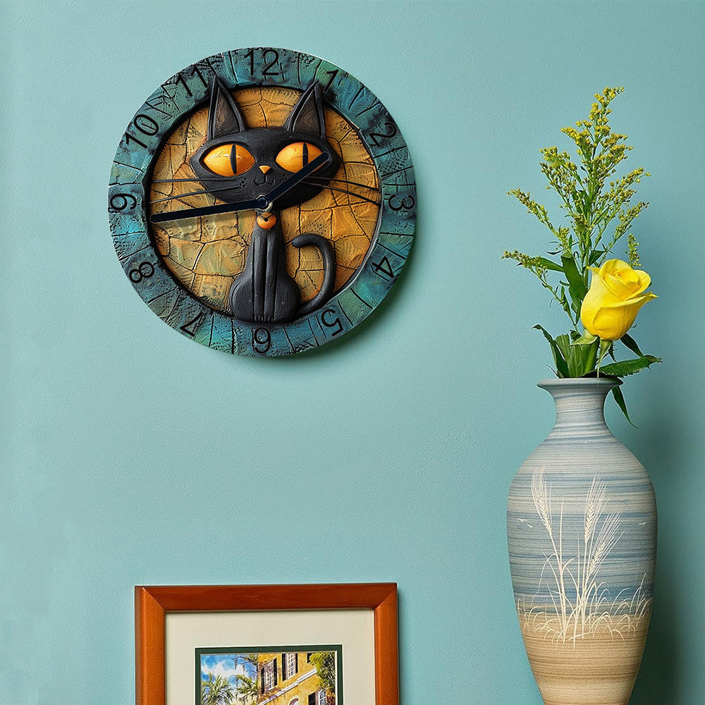 Black Cat Silent Wall Clock