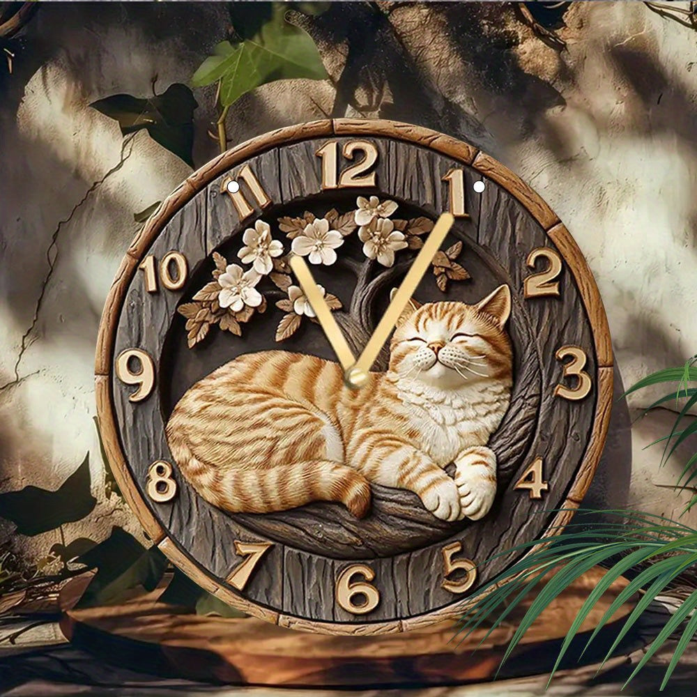 Cute Cat Silent Wall Clock