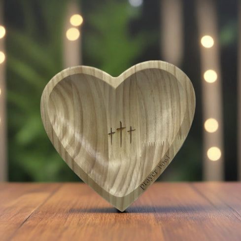 Heart-Shaped Wooden Prayer Bowl