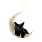 1pcs Cute Little Black Cat Lying On The Moon Hanging Cartoon Pendant Ornaments Ornament Keychain Car Pendant Cute Bag Car K7D6