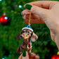 New Christmas 2D Fun Dachshund Dog Pendant Car Rearview Mirror Pendant Car Interior Accessories Christmas Tree Decor for Party