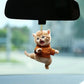 Acrylic Car Pendant With Lanyard Easy To Hang Kung Fu Cat Auto Rearview Mirror Ornament Animal Pendant Car Interior Accessories