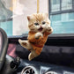 Acrylic Car Pendant With Lanyard Easy To Hang Kung Fu Cat Auto Rearview Mirror Ornament Animal Pendant Car Interior Accessories