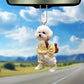 2D Acrylic Creative Puppy Man Backpack Rearview Mirrors Pendant Car Hanging Ornaments Car Decor Accessories Gifts Women Men