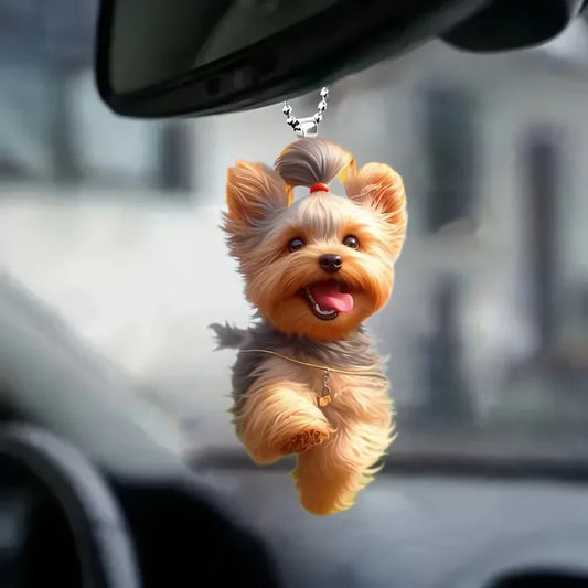 1 vibrant acrylic Happy Running Dog statue - car rearview mirror decoration, keychain bag, colorful and fun accessories