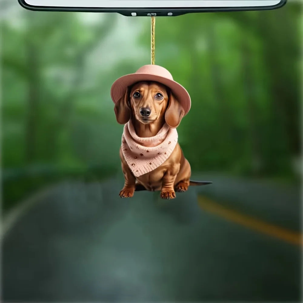 Cute Dachshund Acrylic Pendant Versatile Charm Puppy Keychain For Car Mirrors,Backpacks,Home,Festive Party,Gift Universal Decor