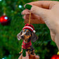 New Christmas 2D Fun Dachshund Dog Pendant Car Rearview Mirror Pendant Car Interior Accessories Christmas Tree Decor for Party