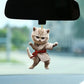 Acrylic Car Pendant With Lanyard Easy To Hang Kung Fu Cat Auto Rearview Mirror Ornament Animal Pendant Car Interior Accessories