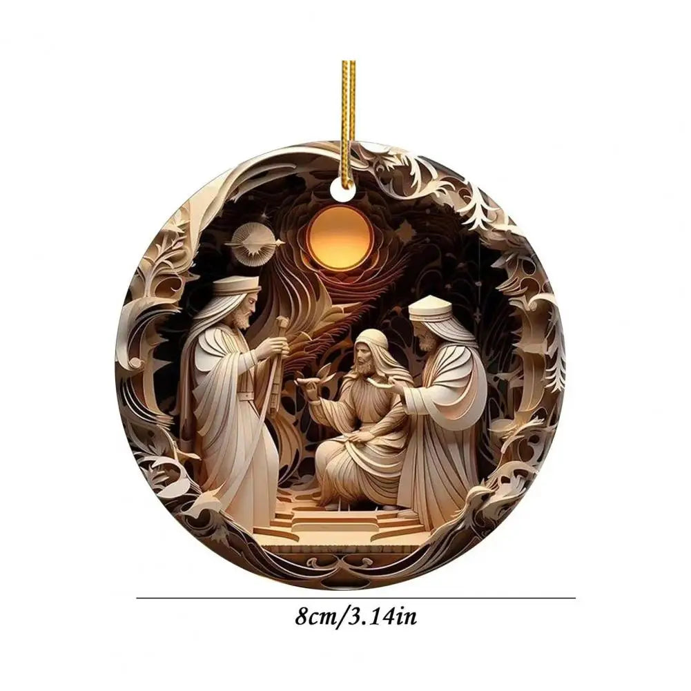 Nativity Scene Ornaments Acrylic Flat Hanging Pendant Keepsake The Birth Of Jesus Decor For Christmas Tree Party Car Wall Door