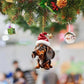 New Christmas 2D Fun Dachshund Dog Pendant Car Rearview Mirror Pendant Car Interior Accessories Christmas Tree Decor for Party