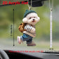 2D Acrylic Creative Puppy Man Backpack Rearview Mirrors Pendant Car Hanging Ornaments Car Decor Accessories Gifts Women Men