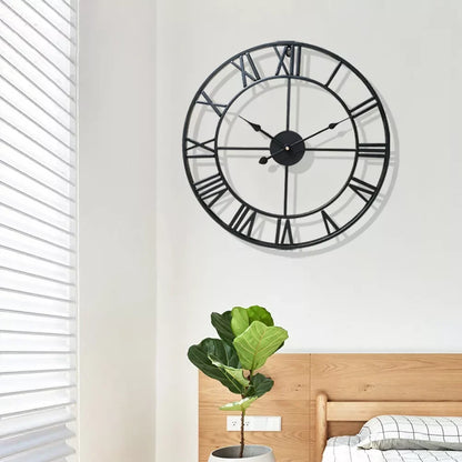 Classic Roman Numeral Metal Wall Clock