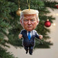 Cartoon Trump Pendant Christmas Tree Pendant Acrylic Funny Donald Trump Pendant Keychain for Car Doll Hanging Xmas Tree Pendants