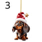 New Christmas 2D Fun Dachshund Dog Pendant Car Rearview Mirror Pendant Car Interior Accessories Christmas Tree Decor for Party