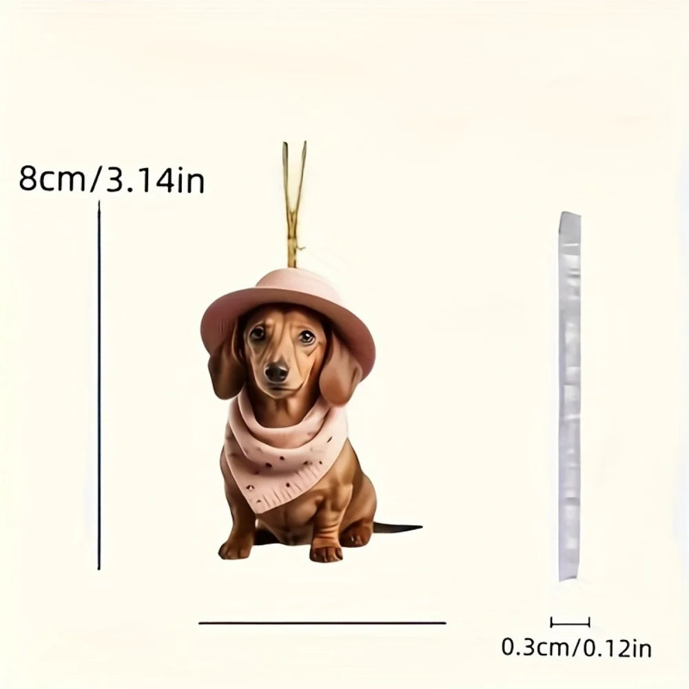 Cute Dachshund Acrylic Pendant Versatile Charm Puppy Keychain For Car Mirrors,Backpacks,Home,Festive Party,Gift Universal Decor