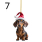 New Christmas 2D Fun Dachshund Dog Pendant Car Rearview Mirror Pendant Car Interior Accessories Christmas Tree Decor for Party