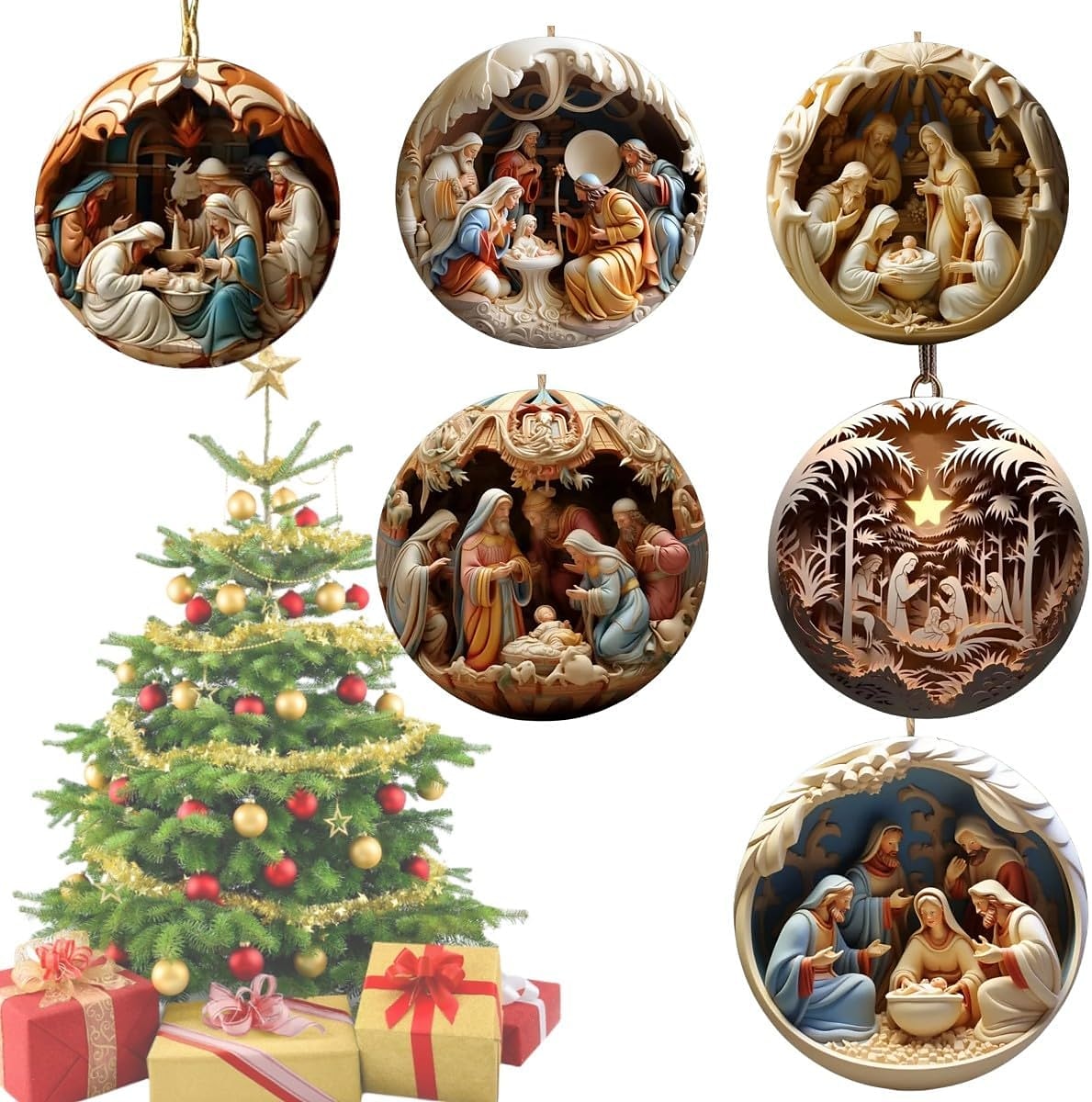 Classic Christmas Nativity Ornaments (1 / 6 / 12 PCs)