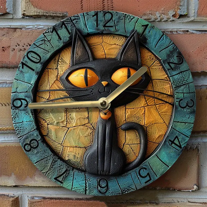 Black Cat Silent Wall Clock