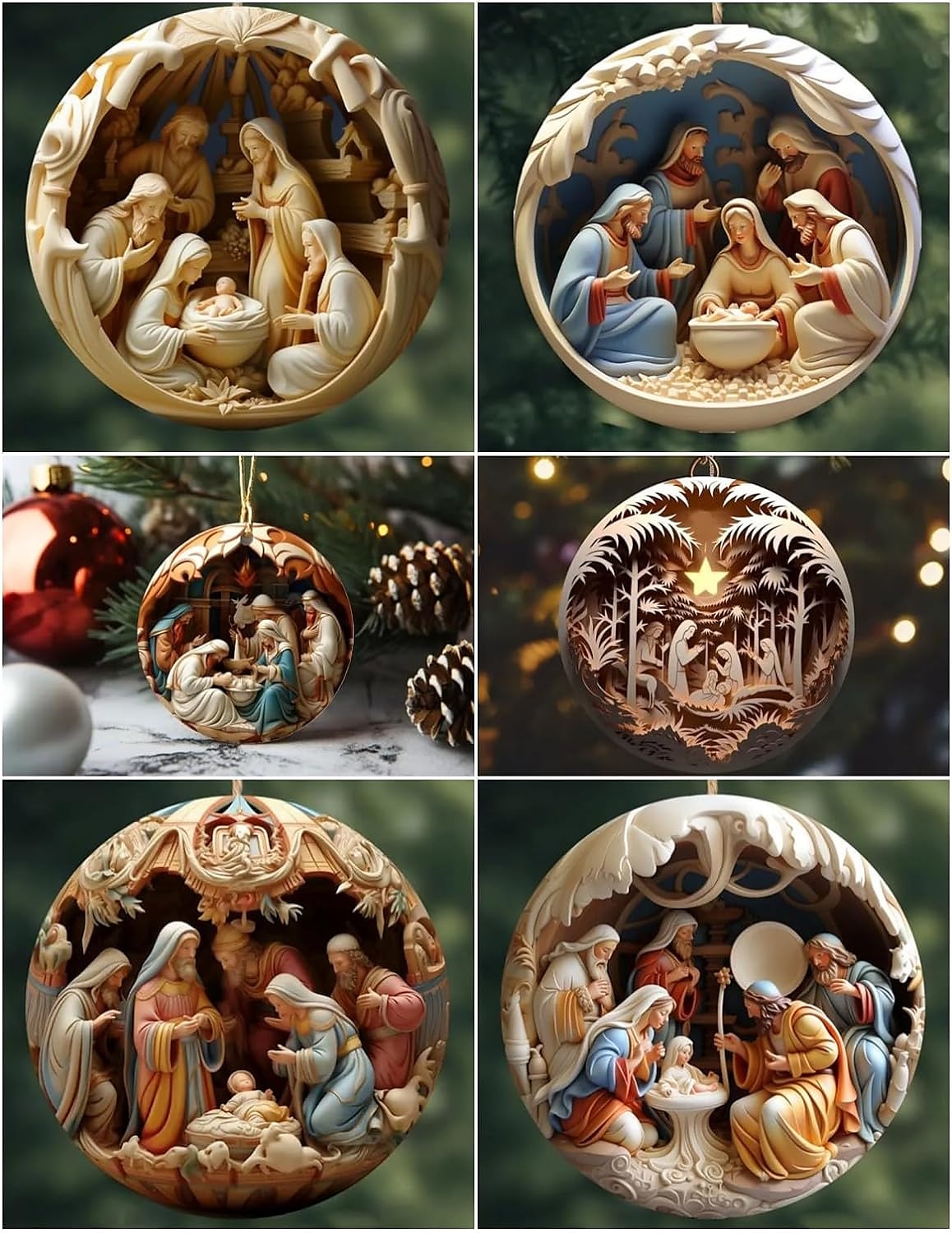 Classic Christmas Nativity Ornaments (1 / 6 / 12 PCs)